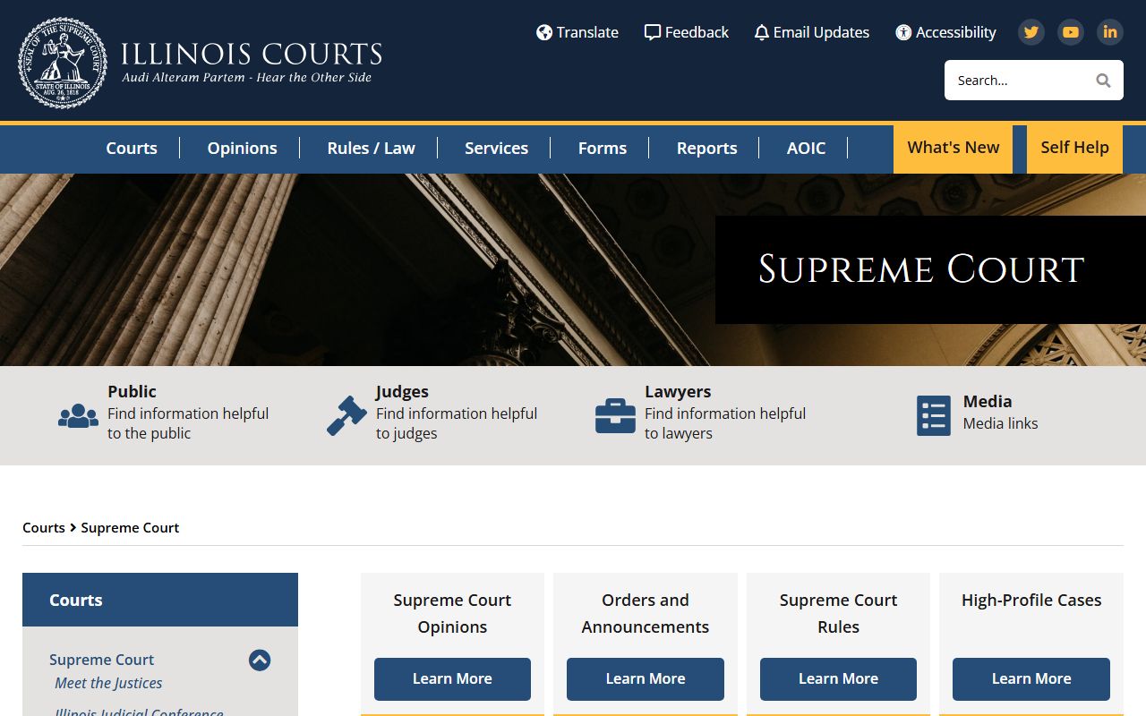 Illinois Supreme Court structure and supervisory authority over Will County