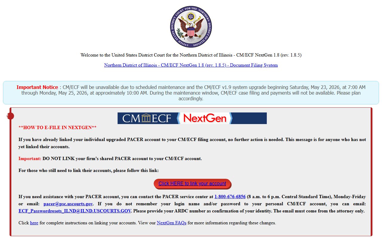 Northern District of Illinois CM/ECF federal case filing for Will County