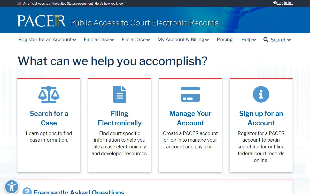 PACER federal court access and fee information for Will County users