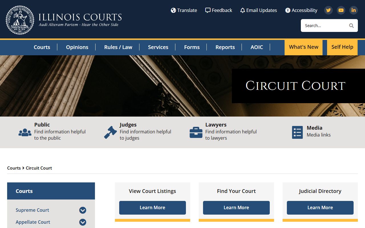 Illinois Courts page explaining Circuit Court jurisdiction