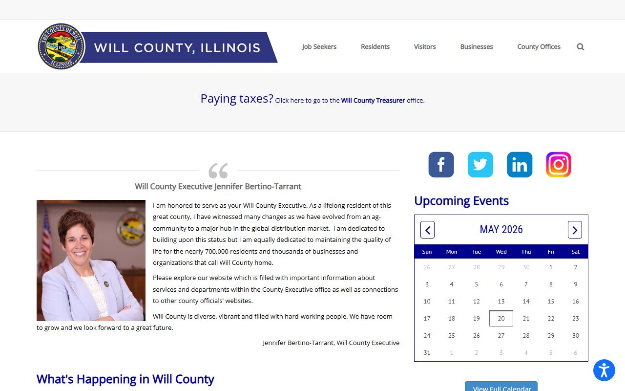 Will County government homepage directory for court and clerk offices