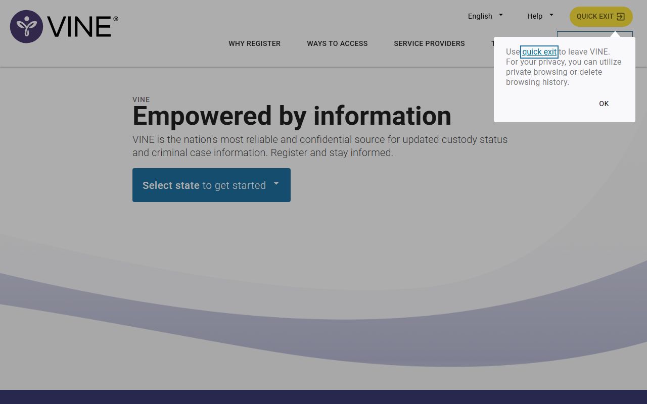 VINELink custody status and release notification system