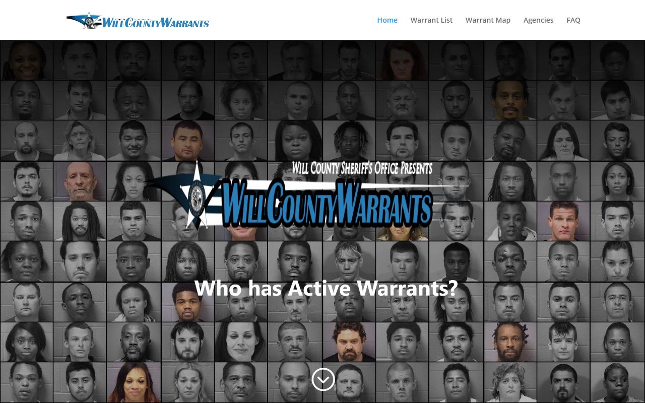 Will County warrants website landing page linked from Sheriff site